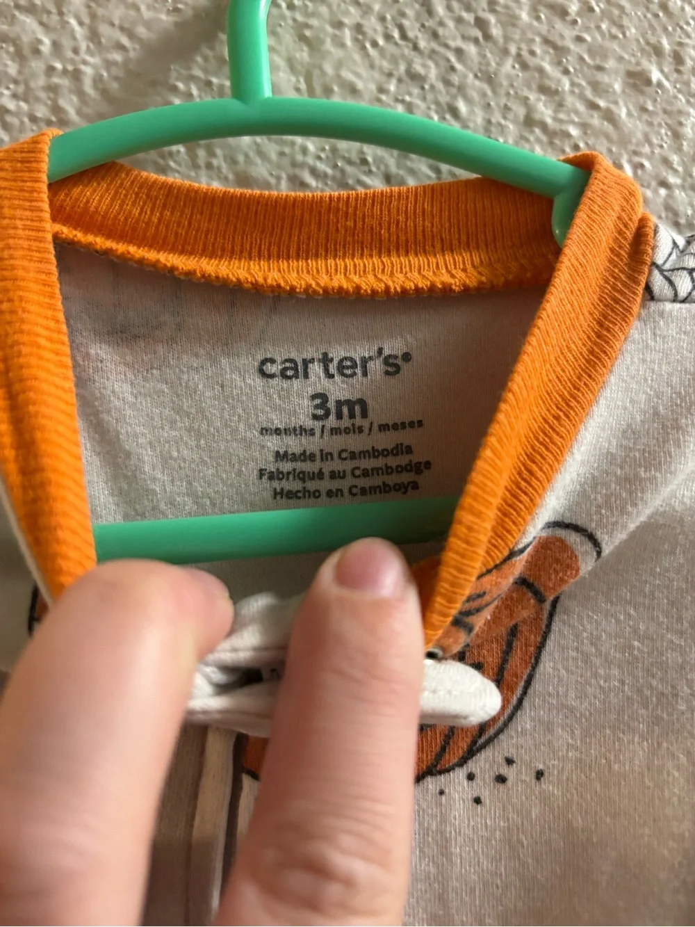 Carter's Cream Halloween Pumpkin & Ghost Footed One-Piece with Orange Trim